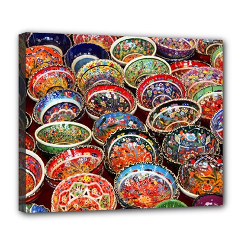 Art Background Bowl Ceramic Color Deluxe Canvas 24  X 20  (stretched) by Proyonanggan