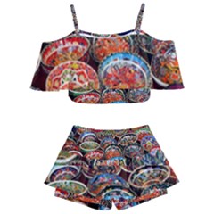 Art Background Bowl Ceramic Color Kids  Off Shoulder Skirt Bikini by Proyonanggan