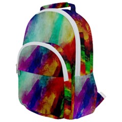Colorful Abstract Paint Splats Background Rounded Multi Pocket Backpack by Proyonanggan