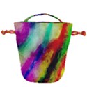 Colorful Abstract Paint Splats Background Drawstring Bucket Bag View2