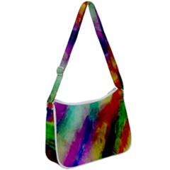 Colorful Abstract Paint Splats Background Zip Up Shoulder Bag by Proyonanggan