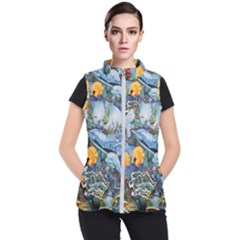 Colorful Aquatic Life Wall Mural Women s Puffer Vest