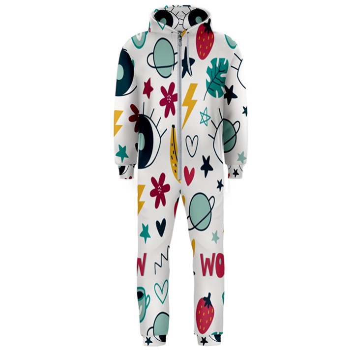 Love Pattern Hooded Jumpsuit (Men)