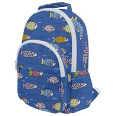 Sea Fish Blue Submarine Animal Rounded Multi Pocket Backpack by Proyonanggan