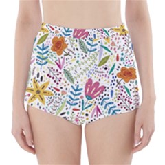 Flowers Nature Wallpaper Background High-waisted Bikini Bottoms by Proyonanggan