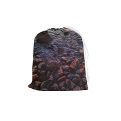 Twilight Treasures: Rocky Beachscape  Drawstring Pouch (medium) by dflcprintsclothing