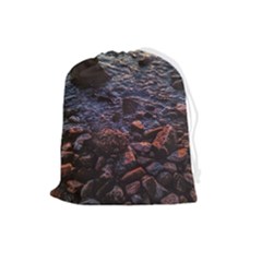 Twilight Treasures: Rocky Beachscape  Drawstring Pouch (large) by dflcprintsclothing