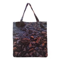 Twilight Treasures: Rocky Beachscape  Grocery Tote Bag by dflcprintsclothing