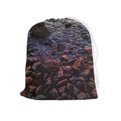Twilight Treasures: Rocky Beachscape  Drawstring Pouch (xl) by dflcprintsclothing