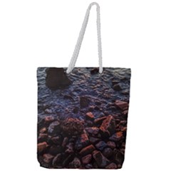 Twilight Treasures: Rocky Beachscape  Full Print Rope Handle Tote (large) by dflcprintsclothing