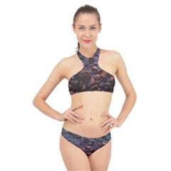 Twilight Treasures: Rocky Beachscape  High Neck Bikini Set by dflcprintsclothing