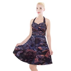 Twilight Treasures: Rocky Beachscape  Halter Party Swing Dress  by dflcprintsclothing