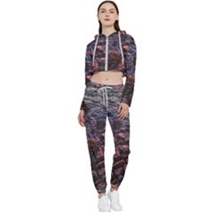 Twilight Treasures: Rocky Beachscape  Cropped Zip Up Lounge Set by dflcprintsclothing