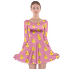 Rubber Duck Pattern Long Sleeve Skater Dress by Valentinaart