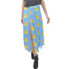 Rubber duck pattern Velour Split Maxi Skirt