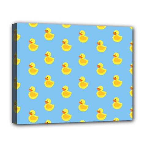 Rubber Duck Pattern Deluxe Canvas 20  X 16  (stretched) by Valentinaart