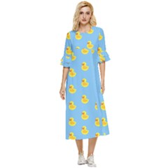 Rubber duck pattern Double Cuff Midi Dress