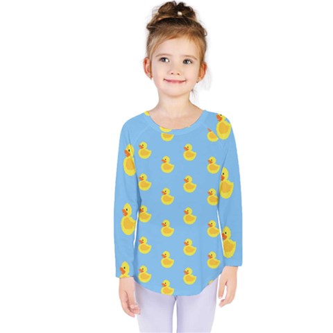 Rubber Duck Pattern Kids  Long Sleeve Tee by Valentinaart