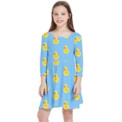 Rubber Duck Pattern Kids  Quarter Sleeve Skater Dress by Valentinaart