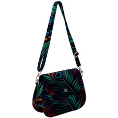 Peacock Feathers Nature Feather Pattern Saddle Handbag by pakminggu