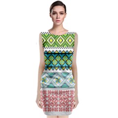 Ukraine Ornament Pattern Symbolism Geometric Classic Sleeveless Midi Dress