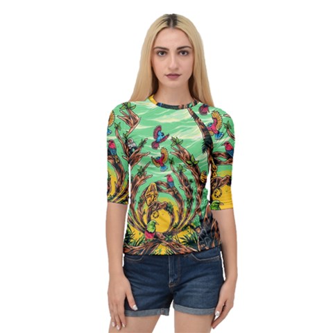 Monkey Tiger Bird Parrot Forest Jungle Style Quarter Sleeve Raglan Tee by Grandong