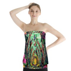 Monkey Tiger Bird Parrot Forest Jungle Style Strapless Top by Grandong