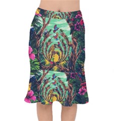 Monkey Tiger Bird Parrot Forest Jungle Style Short Mermaid Skirt by Grandong