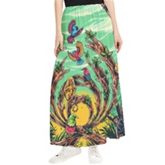 Monkey Tiger Bird Parrot Forest Jungle Style Maxi Chiffon Skirt by Grandong