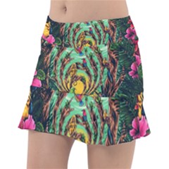 Monkey Tiger Bird Parrot Forest Jungle Style Classic Tennis Skirt by Grandong