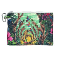 Monkey Tiger Bird Parrot Forest Jungle Style Canvas Cosmetic Bag (xl)