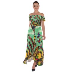 Monkey Tiger Bird Parrot Forest Jungle Style Off Shoulder Open Front Chiffon Dress by Grandong