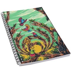 Monkey Tiger Bird Parrot Forest Jungle Style 5 5  X 8 5  Notebook by Grandong