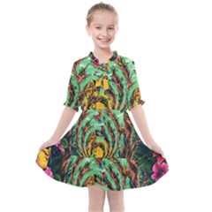 Monkey Tiger Bird Parrot Forest Jungle Style Kids  All Frills Chiffon Dress by Grandong