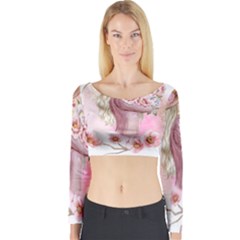 Women With Flowers Long Sleeve Crop Top by fashiontrends