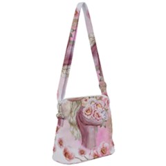 Women with flowers Zipper Messenger Bag