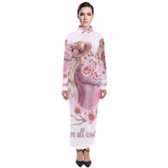 Women With Flowers Turtleneck Maxi Dress by fashiontrends