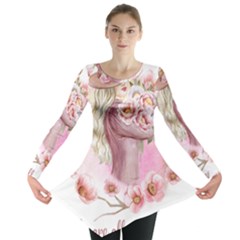 Women With Flowers Long Sleeve Tunic 