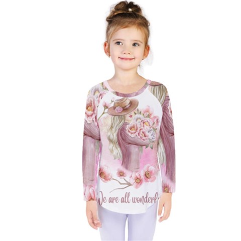 Women With Flowers Kids  Long Sleeve Tee by fashiontrends