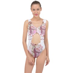 Women with flowers Center Cut Out Swimsuit