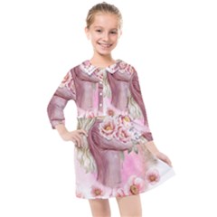 Women with flowers Kids  Quarter Sleeve Shirt Dress