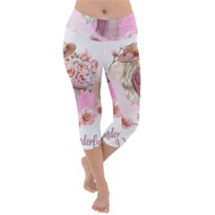 Women with flowers Lightweight Velour Capri Yoga Leggings