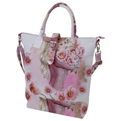 Women with flowers Buckle Top Tote Bag