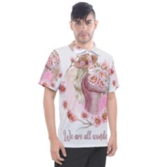 Women with flowers Men s Polo Tee