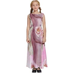 Women with flowers Kids  Satin Sleeveless Maxi Dress