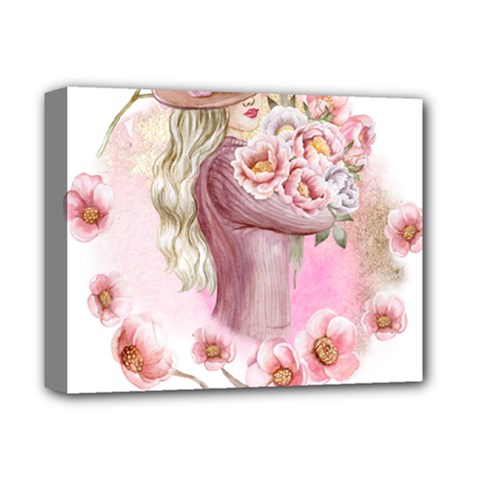 Women With Flower Deluxe Canvas 14  X 11  (stretched)