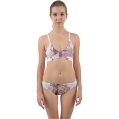 Women with flower Wrap Around Bikini Set