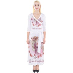 Women with flower Quarter Sleeve Wrap Maxi Dress