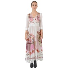 Women with flower Button Up Boho Maxi Dress