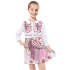 Women with flower Kids  Quarter Sleeve Shirt Dress